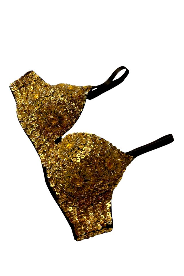 Vintage Gold Sequined Bra Top Selected By Ankh By Racquel #2