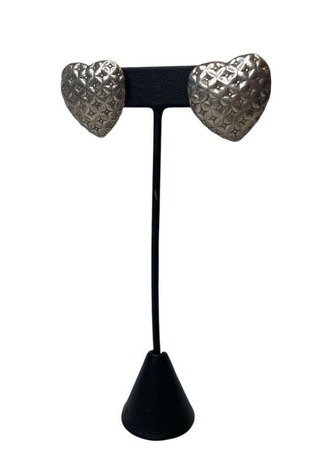 Vintage Pewter Heart Earrings Selected By Ankh By Racquel #1