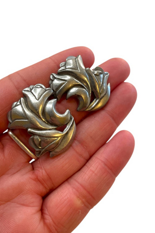 Vintage Pewter Flower Earrings Selected By Ankh By Racquel