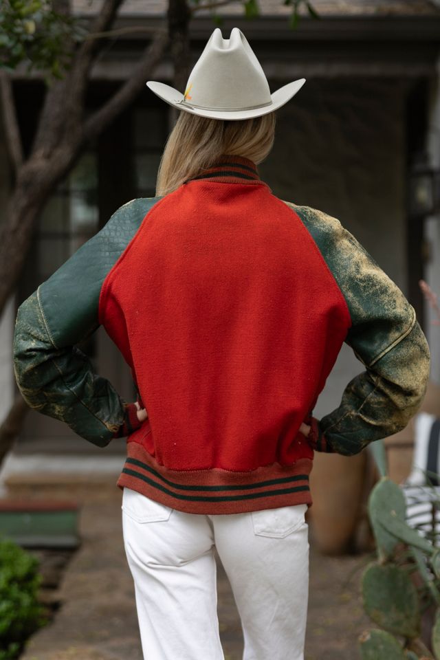 The Vintage Distressed Wool & Leather Letterman Jacket by Lauren Owen of Texas #1