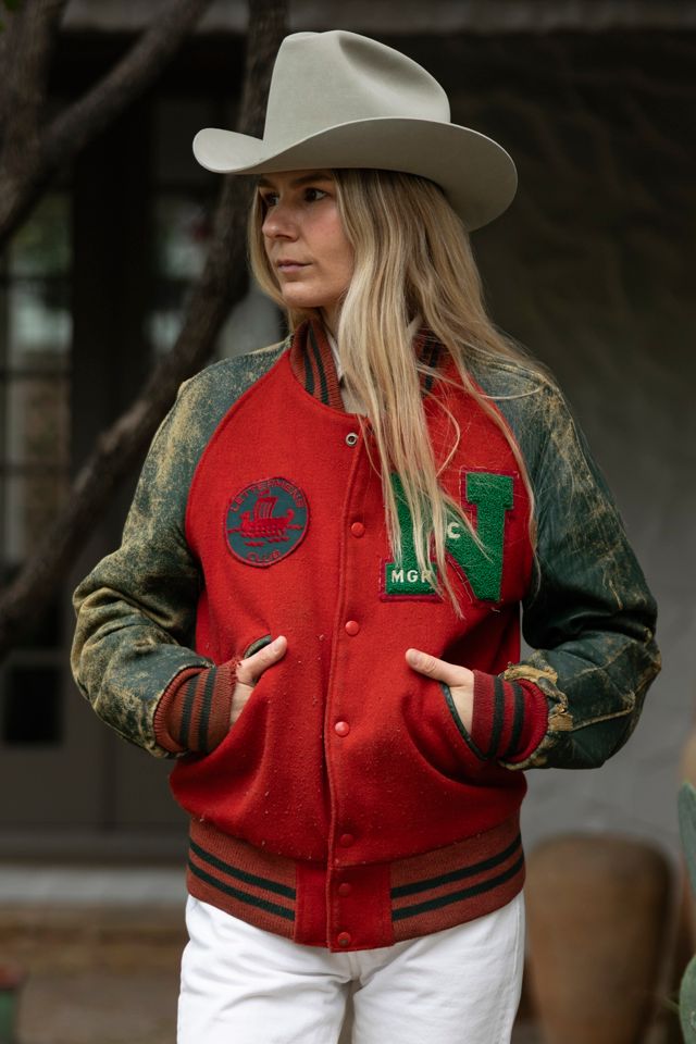 The Vintage Distressed Wool & Leather Letterman Jacket by Lauren Owen of Texas #2