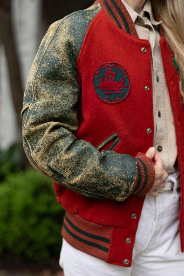 The Vintage Distressed Wool & Leather Letterman Jacket by Lauren Owen of Texas #3