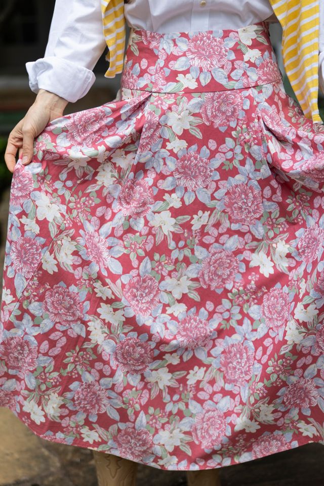 The 1990s Pink Floral Pleated Midi Skirt by Lauren Owen of Texas #3