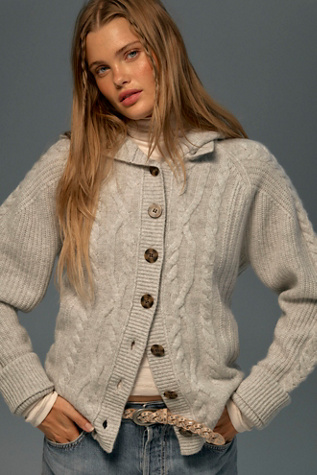 Cashmere Cable-Knit Hooded Cardi