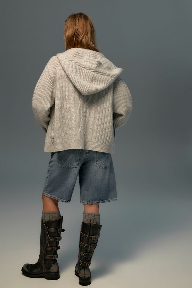 Cashmere Cable-Knit Hooded Cardi #1