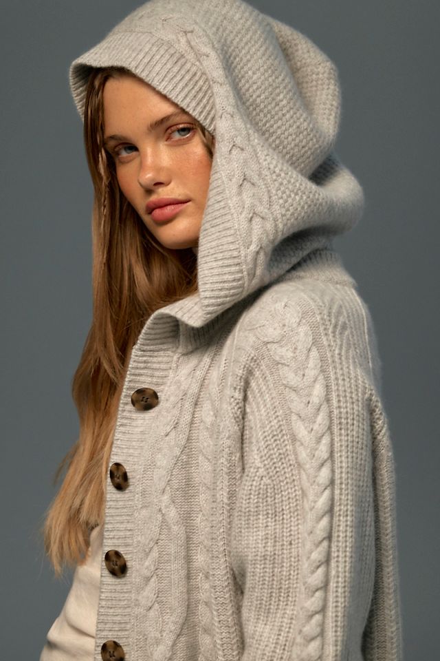 Cashmere Cable-Knit Hooded Cardi #3
