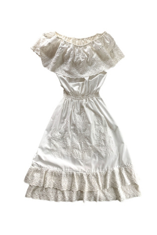 Vintage Off-Shoulder Ruffle Eyelet Prairie Dress Selected by SharpLilTeeth