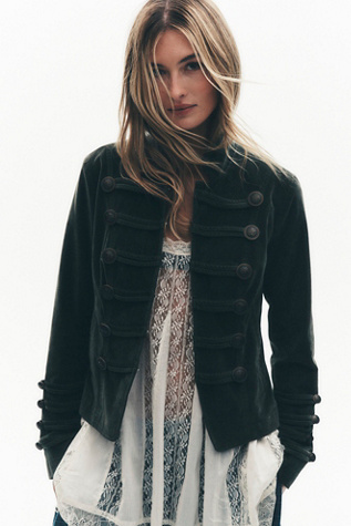 Fitted Velvet Military Jacket
