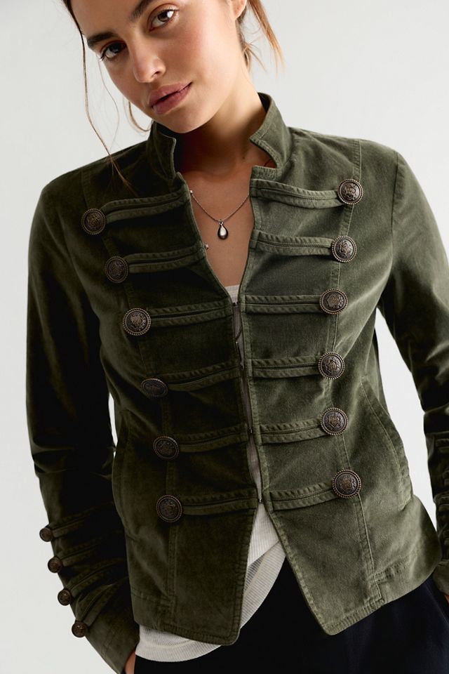 Fitted Velvet Military Jacket #3