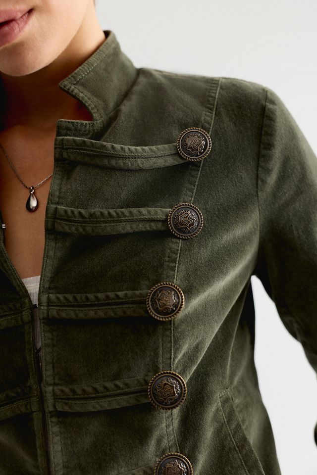 Fitted Velvet Military Jacket #4