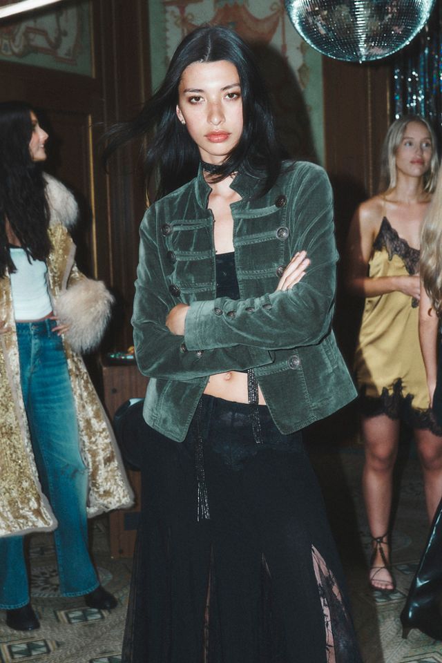 Fitted Velvet Military Jacket #6