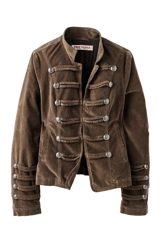 Fitted Velvet Military Jacket #5