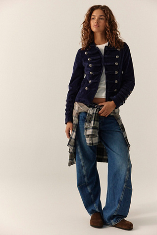 Fitted Velvet Military Jacket