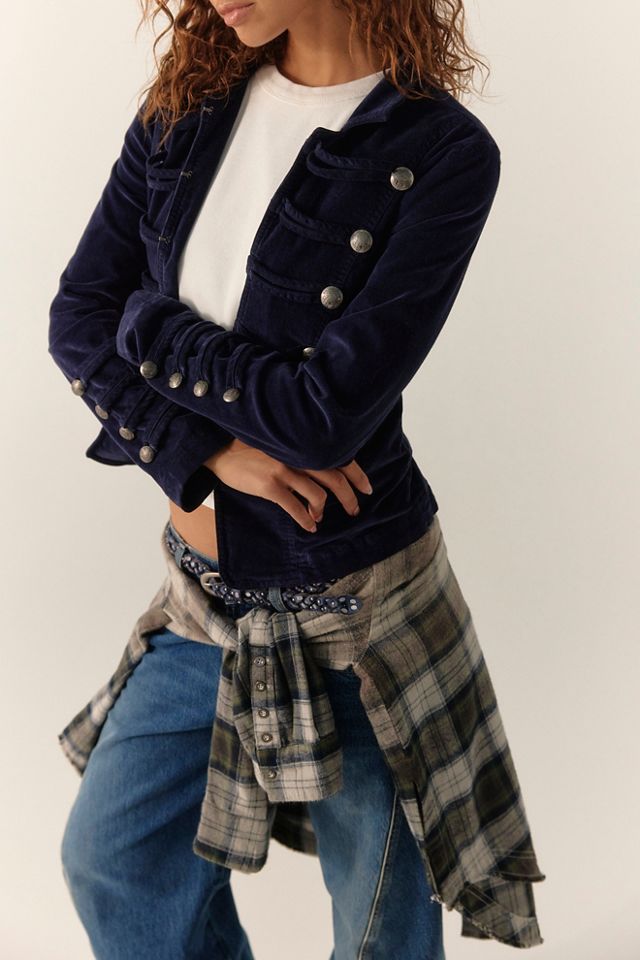 Fitted Velvet Military Jacket #1