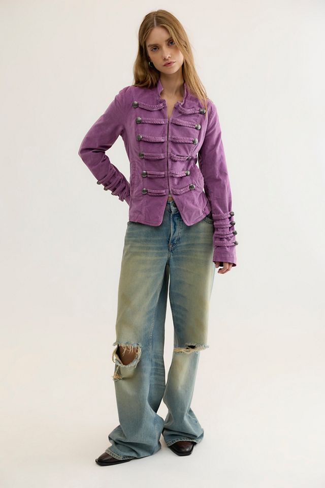 Fitted Velvet Military Jacket #2