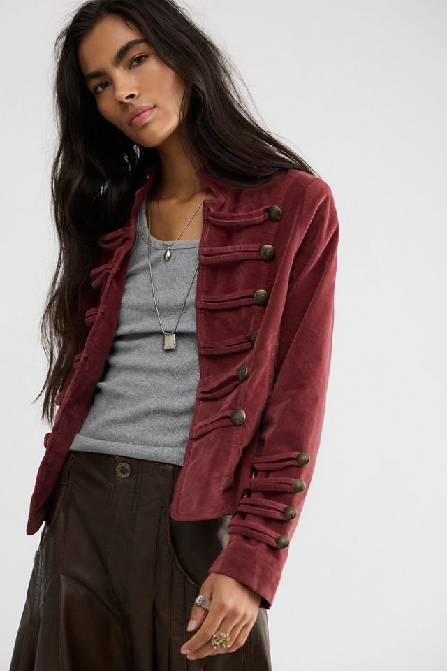 Fitted Velvet Military Jacket #1