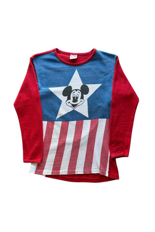 Vintage 1970s Mickey Mouse Long Sleeve American Flag Long Sleeve T Shirt Selected By Vintage Warrior