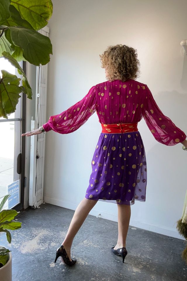 Vintage Albert Nipon Pink Gold Dot Dress Selected by The Curatorial Dept. #1