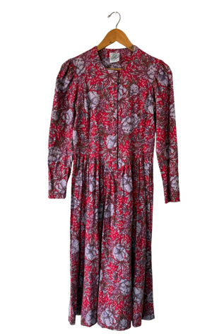 Vintage Laura Ashley Red and Lavender Dress Selected by The Curatorial Dept.