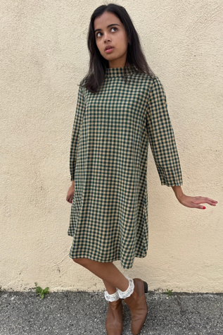 Ali Golden Green and Gold Gingham Dress Selected by The Curatorial Dept.