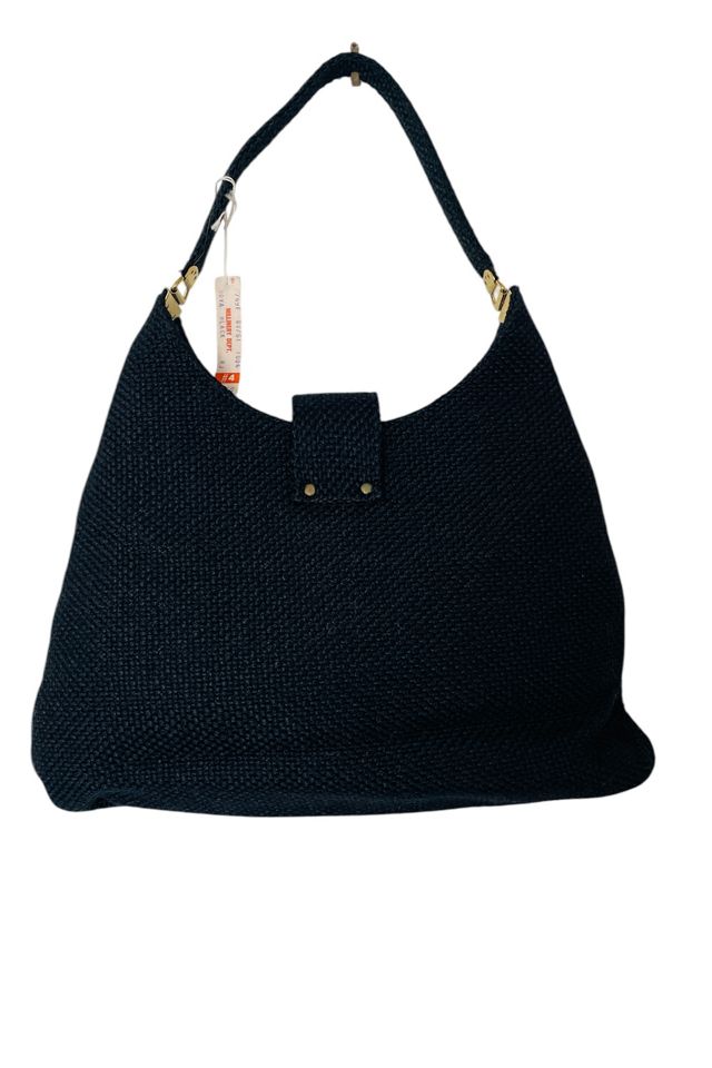 Vintage 1970's Deadstock Black Burlap Bag Selected by FernMercantile #1