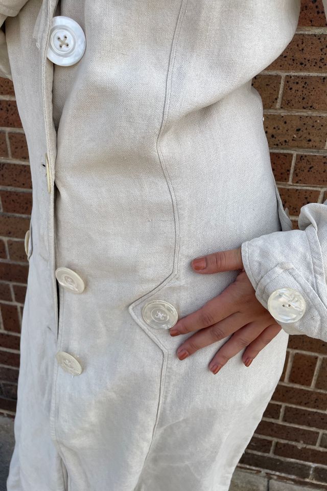 Antique Edwardian Linen Driving Coat Selected by Fernmercantile #1