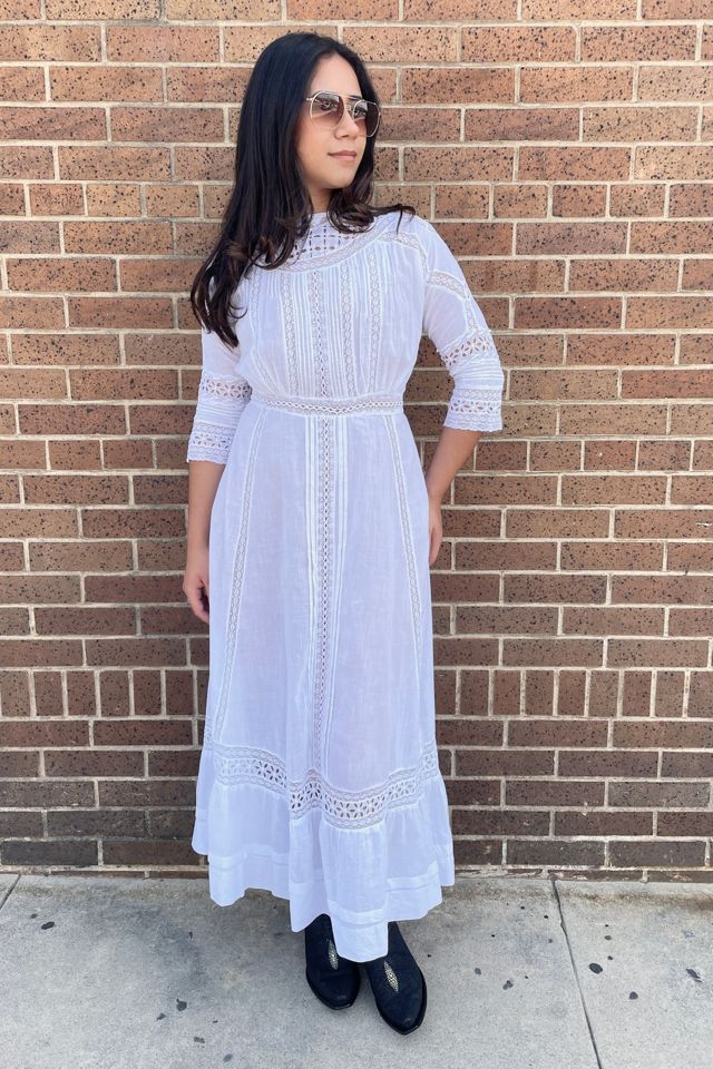 Vintage Edwardian White Day Dress Selected by FernMercantile #1