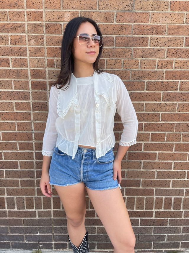 Antique Edwardian Blouse with Large Collar Selected by FernMercantile #1