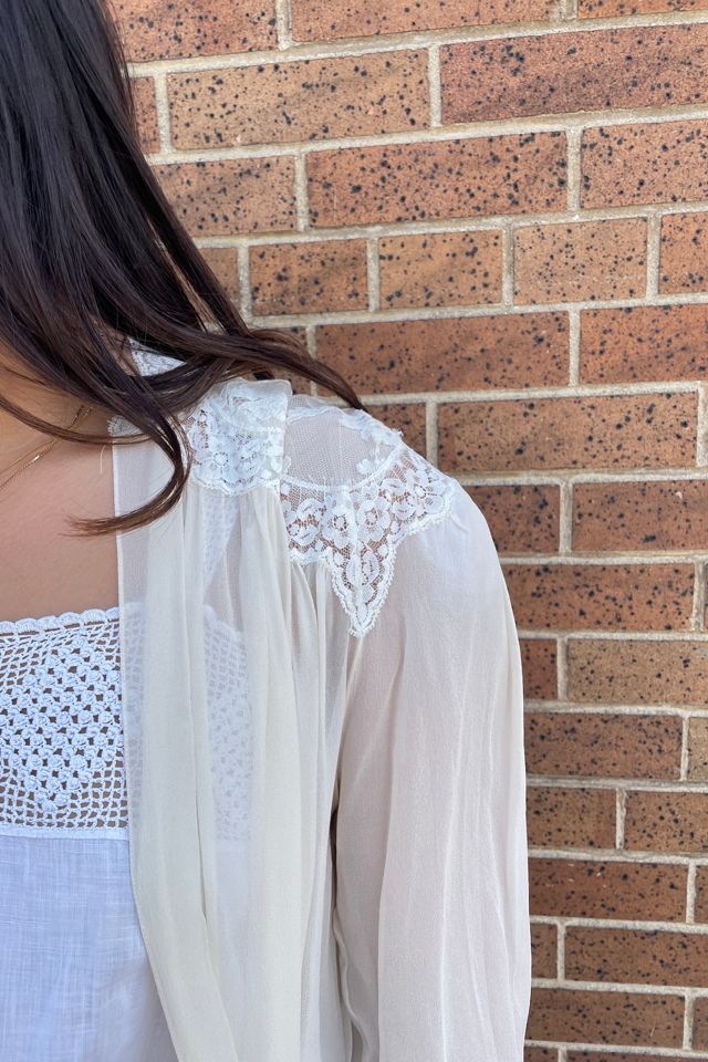 Vintage 1990's Ivory Sheer Silk Peignoir Duster Selected by FernMercantile #2