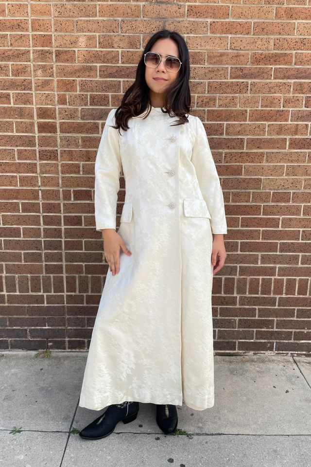 Vintage 1960's Off White Damask Evening Coat Selected by FernMercantile #1