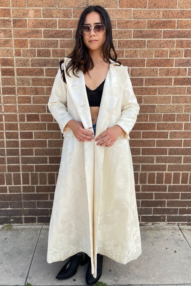 Vintage 1960's Off White Damask Evening Coat Selected by FernMercantile #2