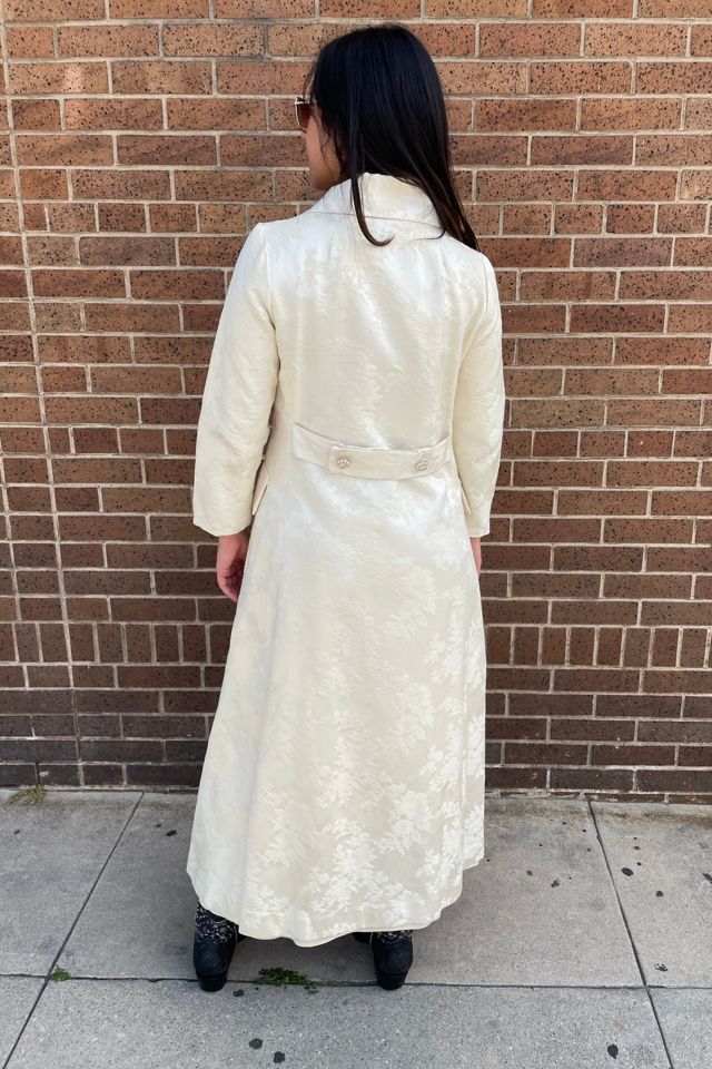 Vintage 1960's Off White Damask Evening Coat Selected by FernMercantile #3