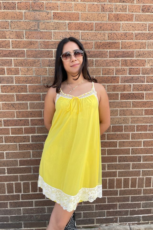 Vintage 1960's Yellow  Baby Doll Slip Dress Selected by FernMercantile #1