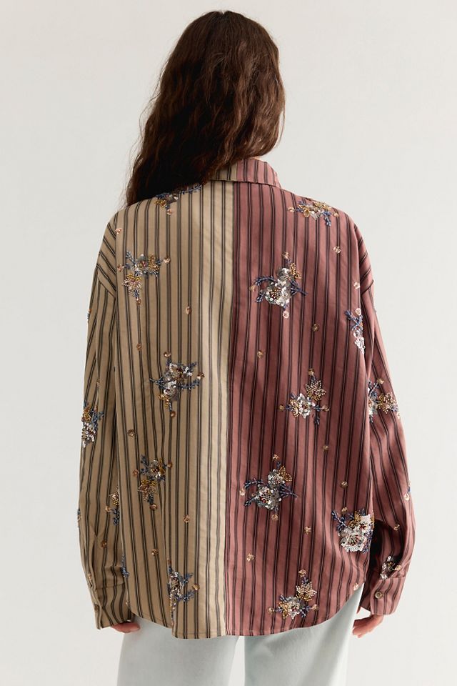 The Tales Half N’ Half Embellished Button Down Top #1
