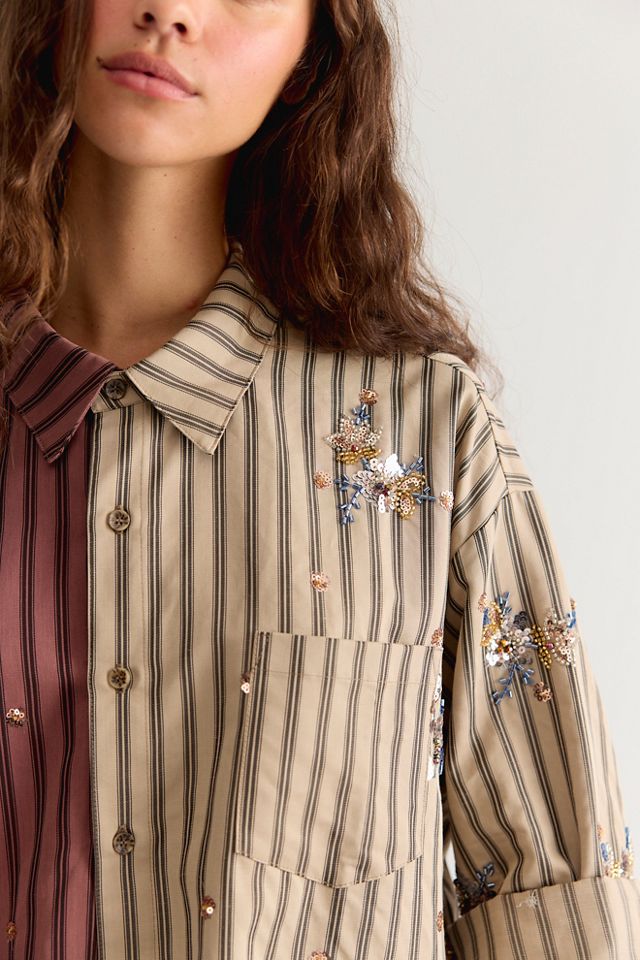 The Tales Half N’ Half Embellished Button Down Top #2