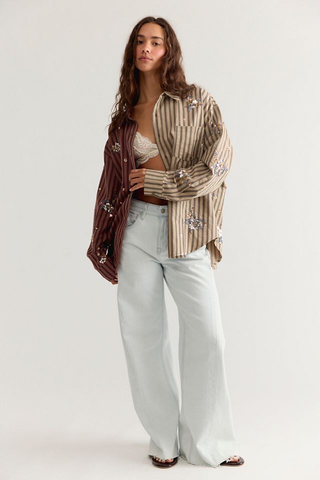The Tales Half N’ Half Embellished Button Down Top #3