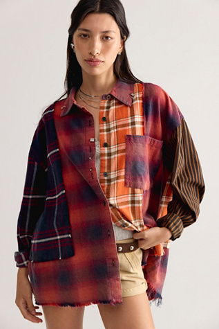 The Tales Reworked Pierced Flannel Button Down