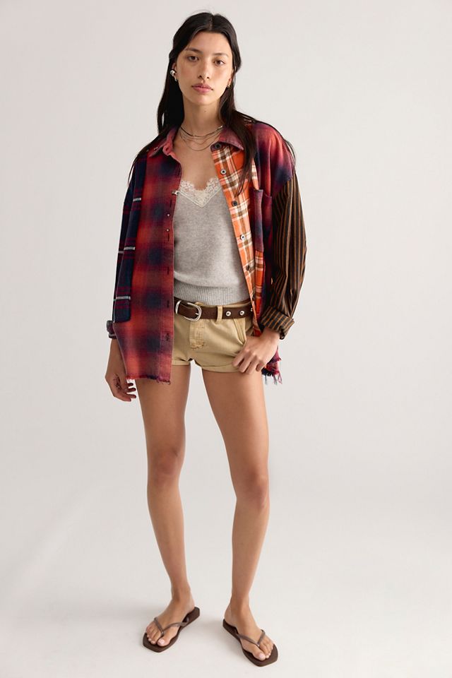 The Tales Reworked Pierced Flannel Button Down #2