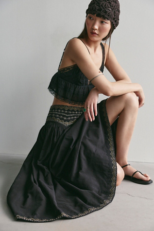 Silver Lining Maxi Skirt by Free People in Black, Size: US 2