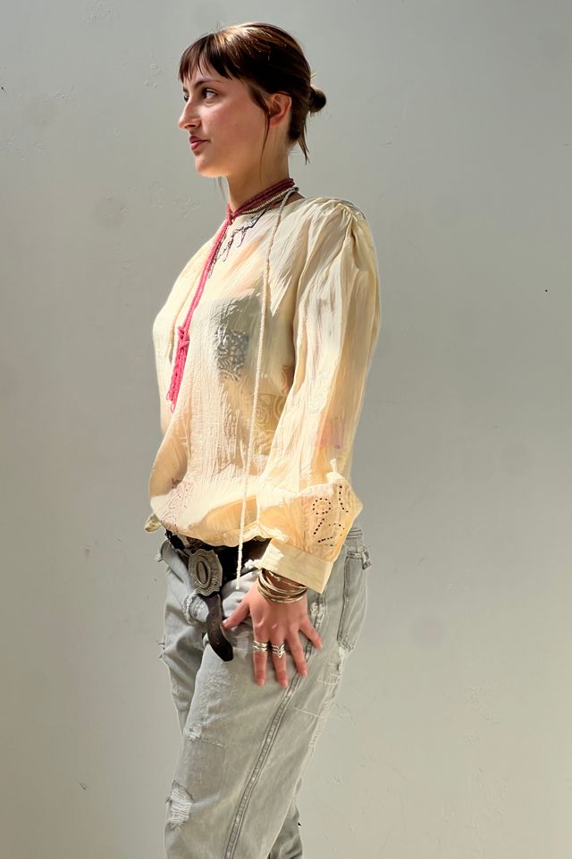 Vintage Hand Stamped Silk Top Selected by Anna Corinna #1