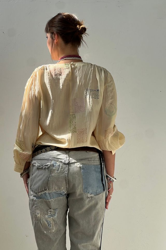 Vintage Hand Stamped Silk Top Selected by Anna Corinna #2