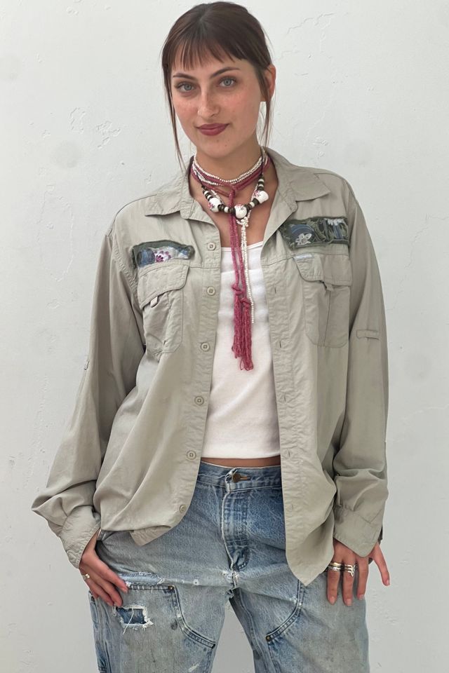 Anna Corinna Reworked Vintage Patched Safari Button Up Top #1