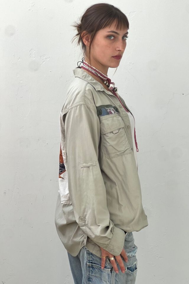 Anna Corinna Reworked Vintage Patched Safari Button Up Top #2