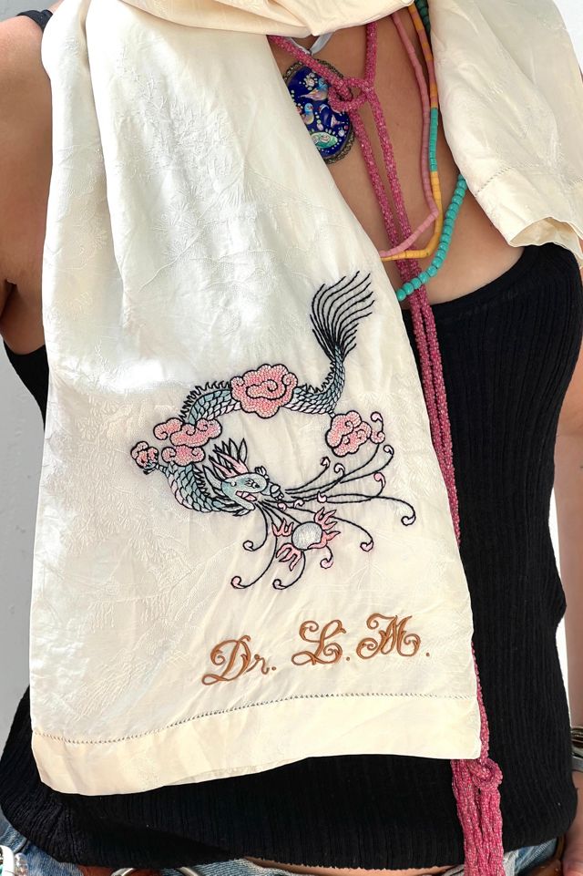 Vintage Silk Dragon Scarf Selected by Anna Corinna #1