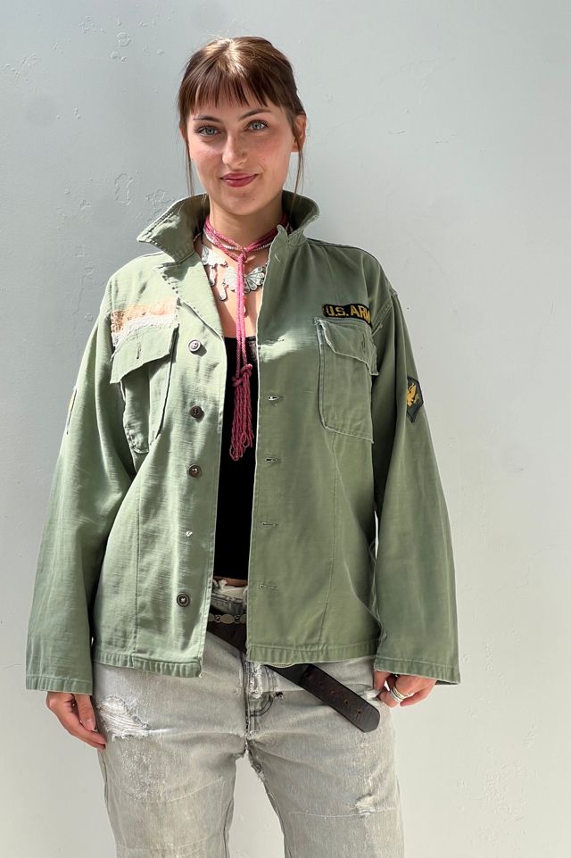 Anna Corinna Reworked Vintage Butterfly Patched Army Shirt Jacket #1