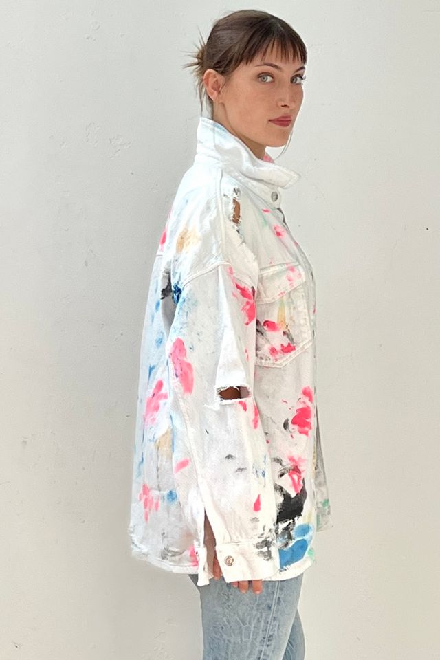 Anna Corinna Reworked Vintage Splattered Distressed Shirt Jacket #1