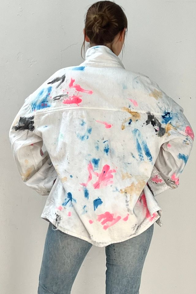 Anna Corinna Reworked Vintage Splattered Distressed Shirt Jacket #2
