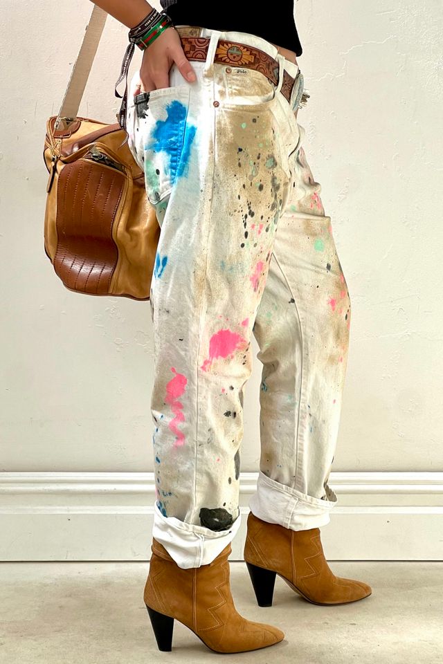 Anna Corinna Reworked Vintage Splattered Polo Denim Jeans #1