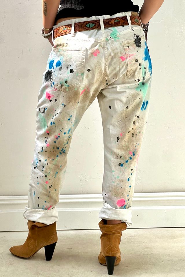 Anna Corinna Reworked Vintage Splattered Polo Denim Jeans #2