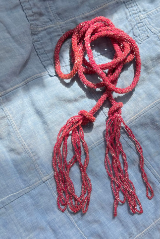 Vintage Pink Beaded Lariat Necklace Selected by Anna Corinna